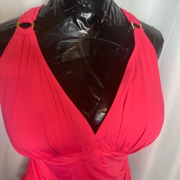 BLEU Rod Beattie Plus Size Ring Me Up Over the Shoulder Tankini Swim Top - Picture 4 of 6